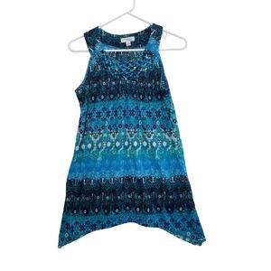 Indigo Blue Geometric Sleeveless Blouse M